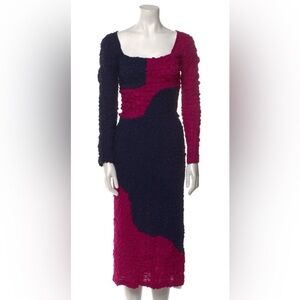 Mara Hoffman Fuchsia and Navy Long Sleeve Dress